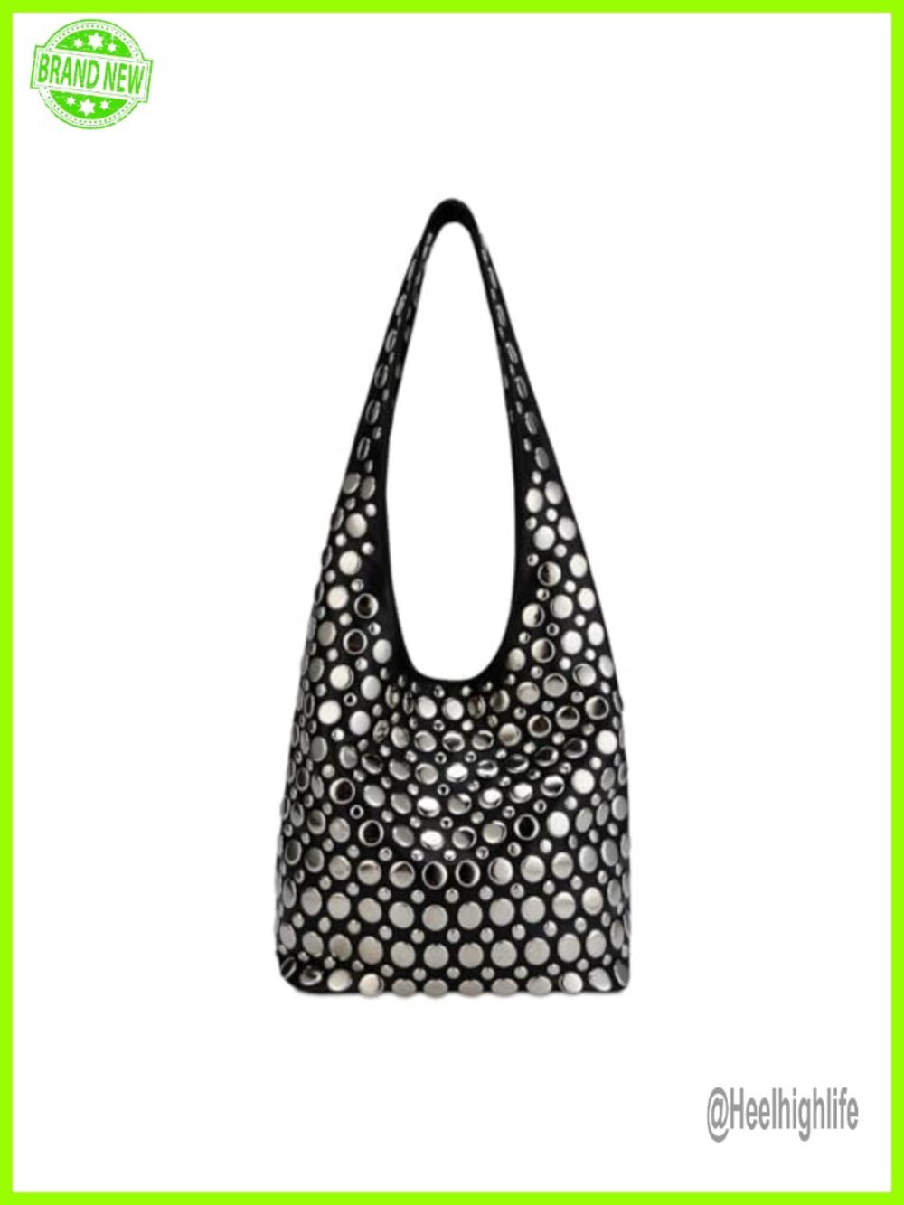 Studded Y2K PU Leather Hobo Shoulder Bag Punk Tote Handbag